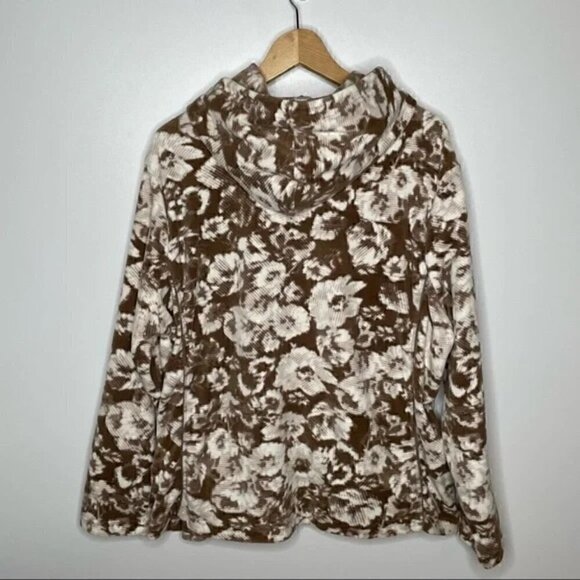 Basic Editions Fleece Abstract floral Hooded Jacket, 1X - Picture 2 of 11